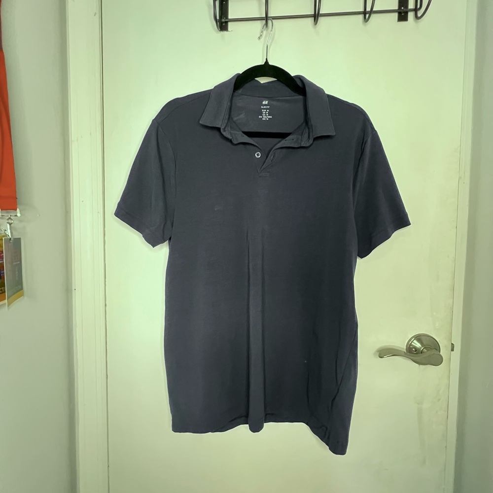 H&M Blue Polo Shirt Classic Short-Sleeve